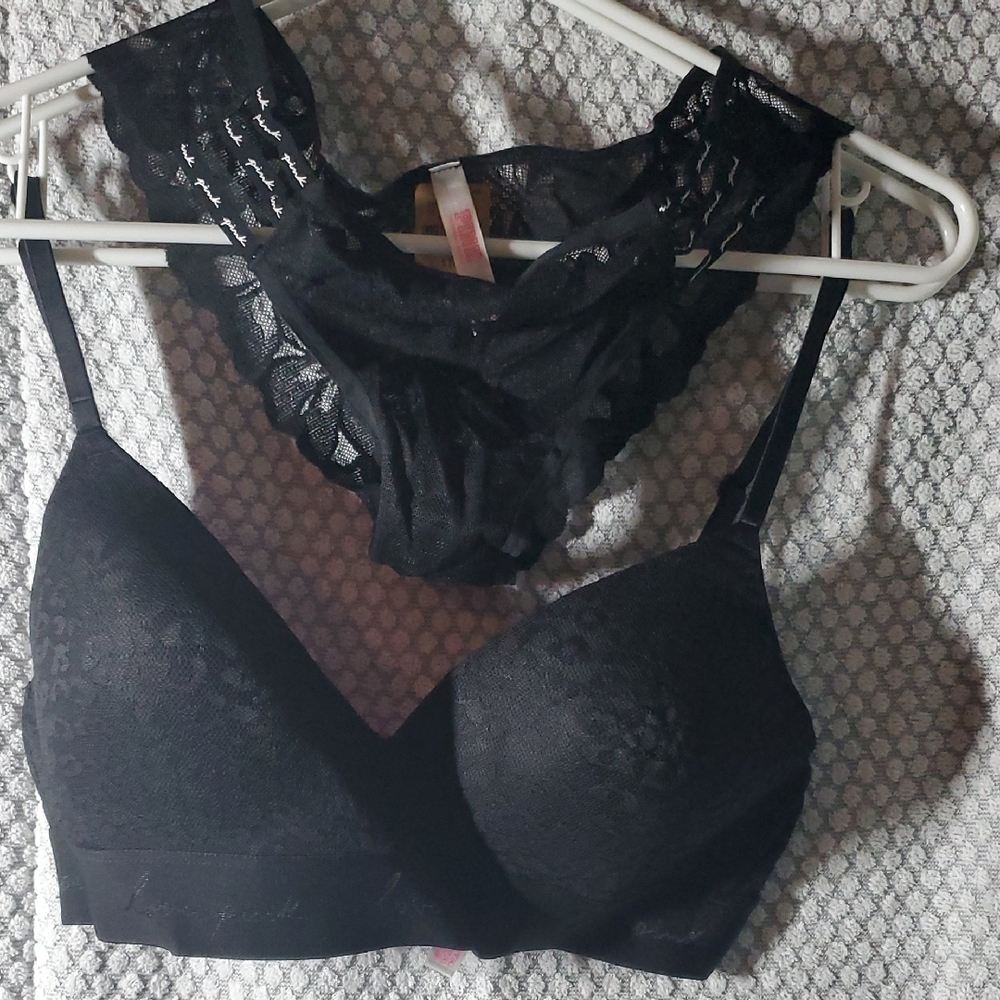 Victoria's Secret /Pink  Black Lace Women's Intimate Set